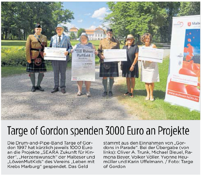 Targe of Gordon Zeitungsartikel Bandspange